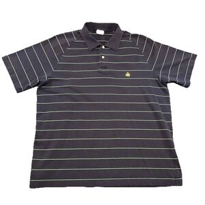 Brooks Brothers Men's Dark Blue with Green Stripes Short Sleeve Polo Shirt XL